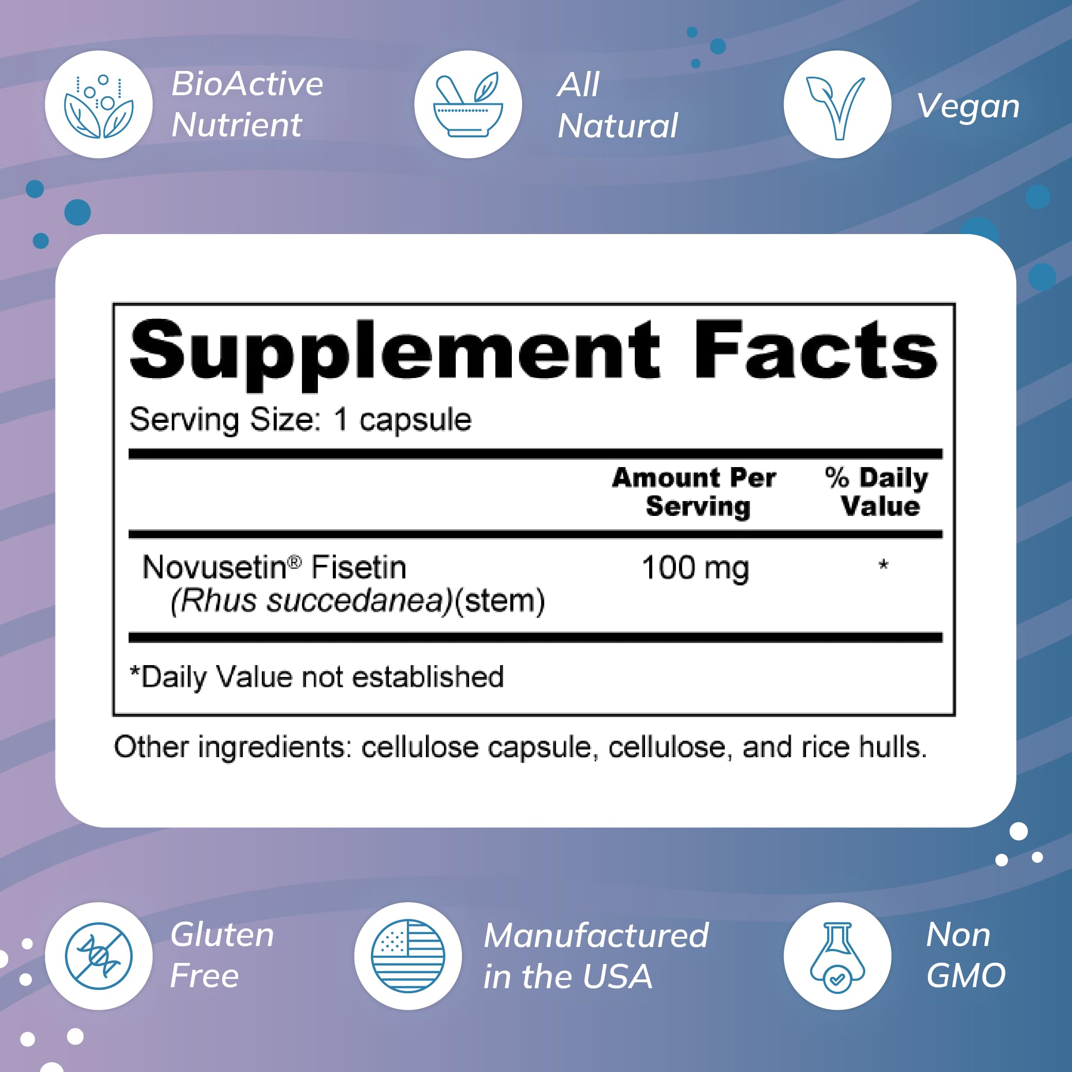 Capsules Fisetin Wellness Resources, format quotidien facilitant concentration et clarté mentale.