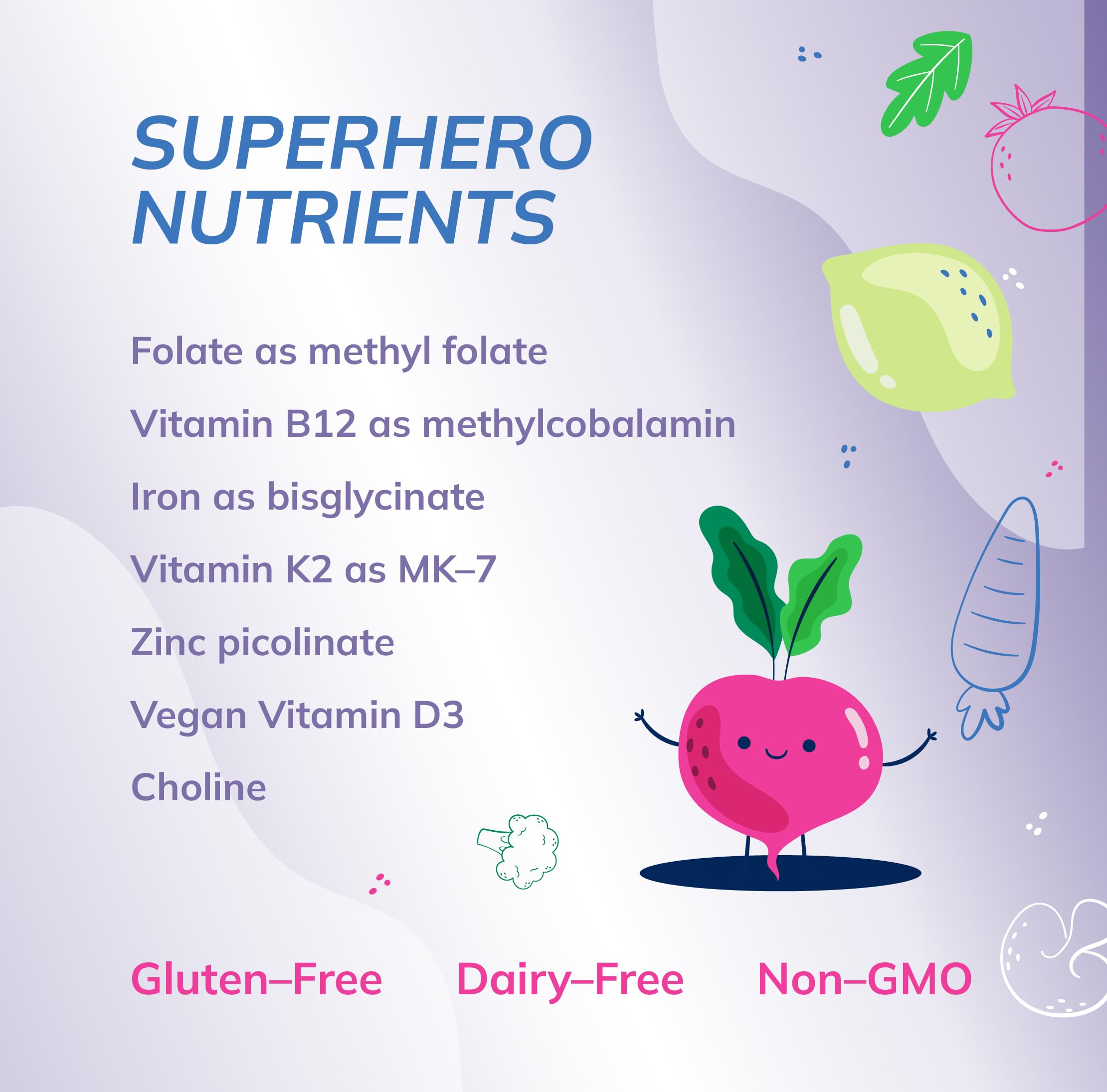 Wellness Resources Super Mini-Multi, étiquette-produit visible, formule méthyl folate pour le cerveau.