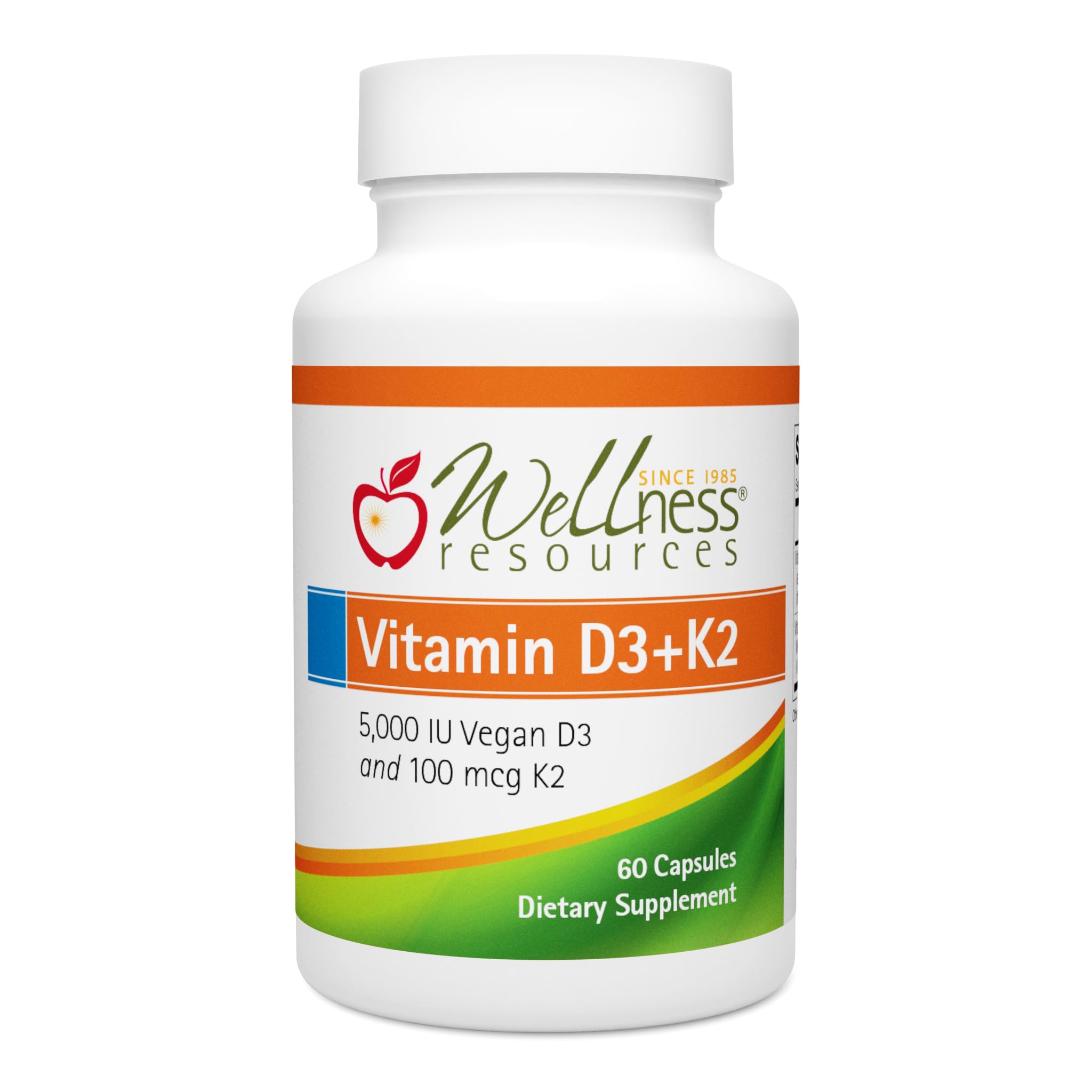 Wellness Resources Vitamine D3 K2 – bouteille en versement, soutien potentiel à la densité osseuse.