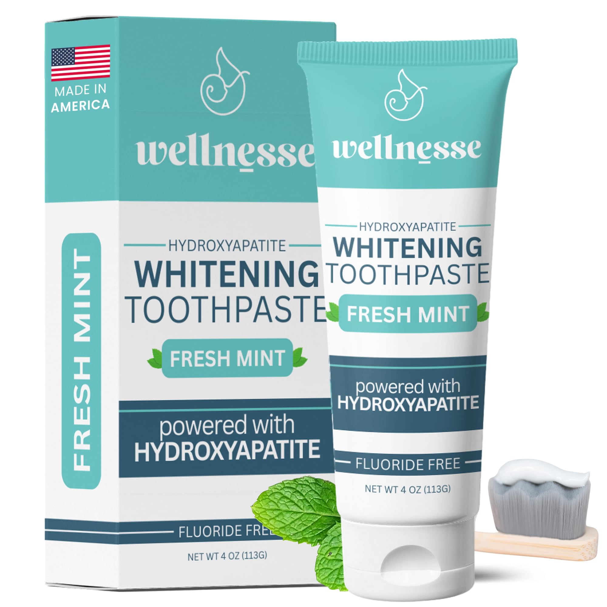 Wellnesse dentifrice hydroxyapatite — Tube, blanchiment naturel doux pour votre sourire.