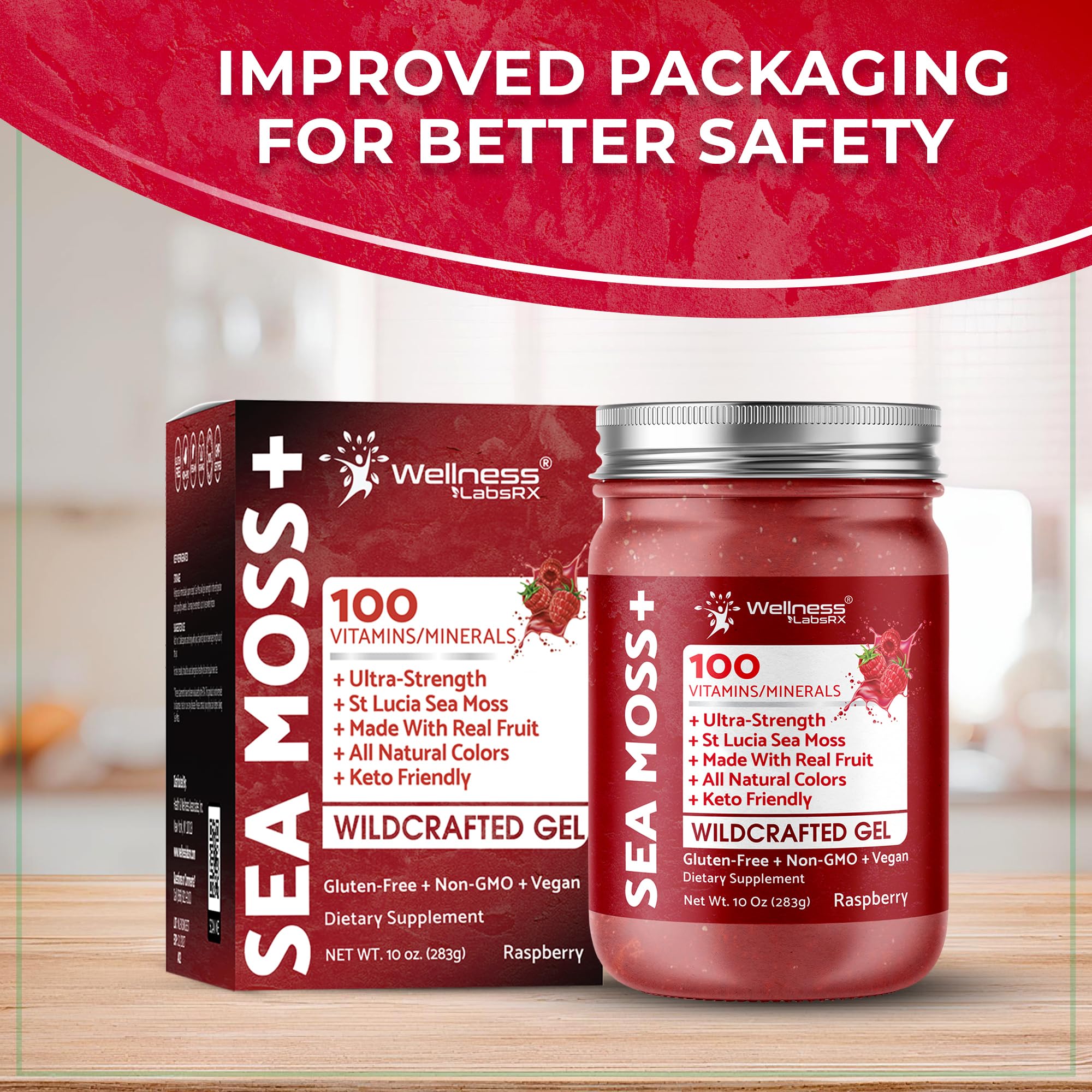 Gel WELLNESS LABSRX framboise, usage quotidien facile et rapide.