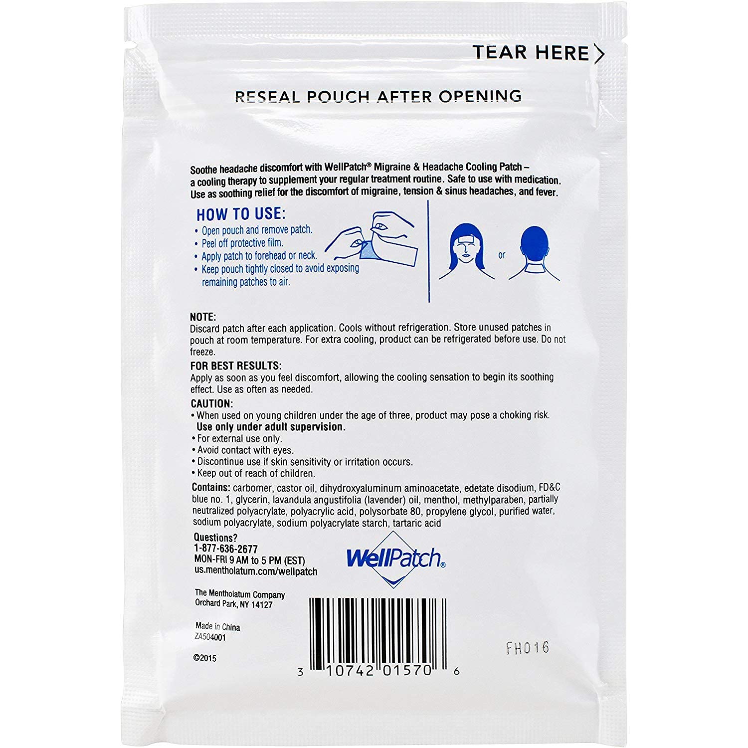 Pack WellPatch de 24 patchs rafraîchissants, pratiques à utiliser lors des migraines.