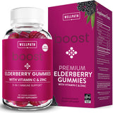 WellPath Boost, bouteille de gummies au sureau noir montrant le pack et la texture
