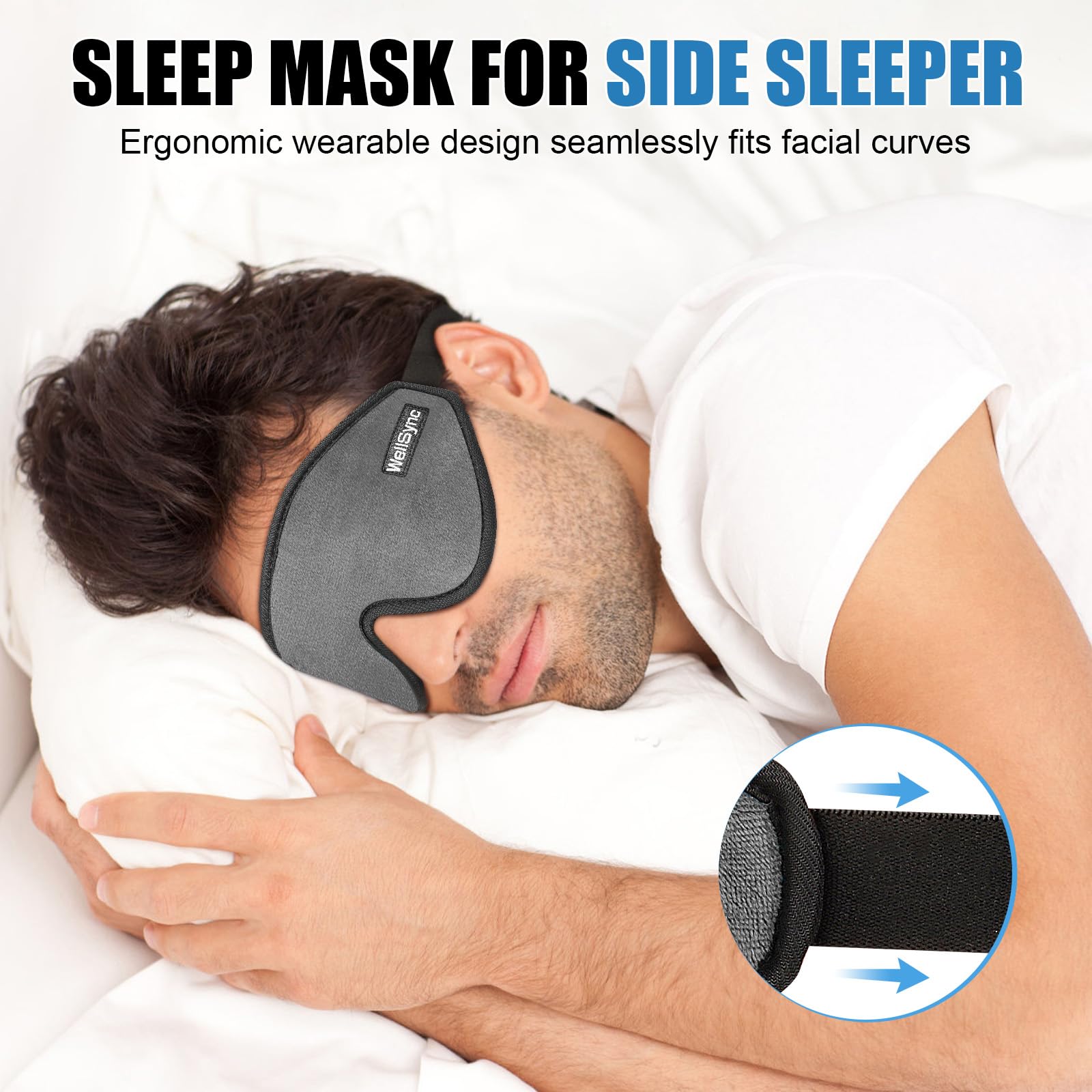 WellSync Bouchons d'oreilles inclus pour un sommeil silencieux en voyage.