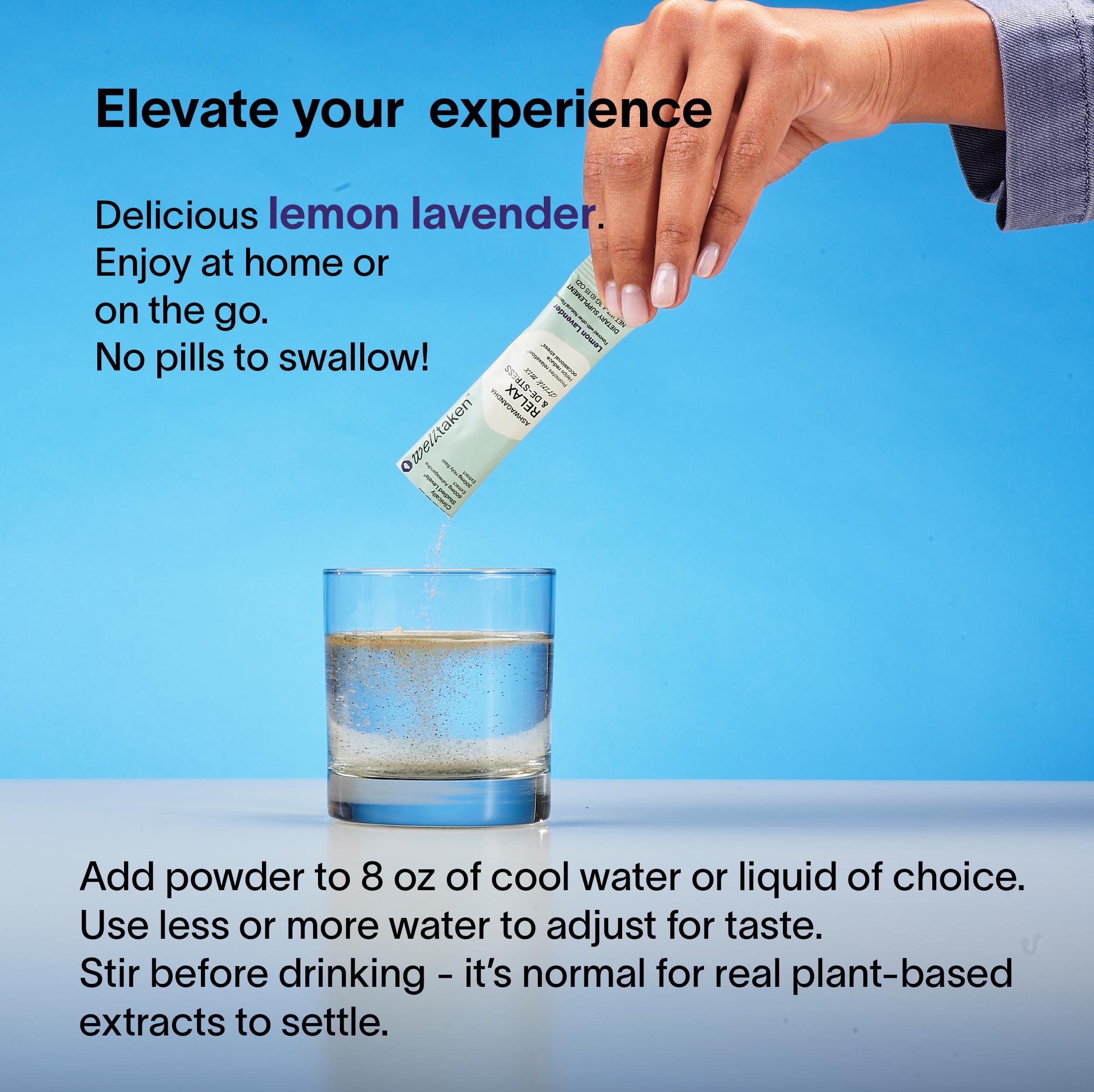 WellTaken Ashwagandha citron-lavande dose pratique à emporter en voyage