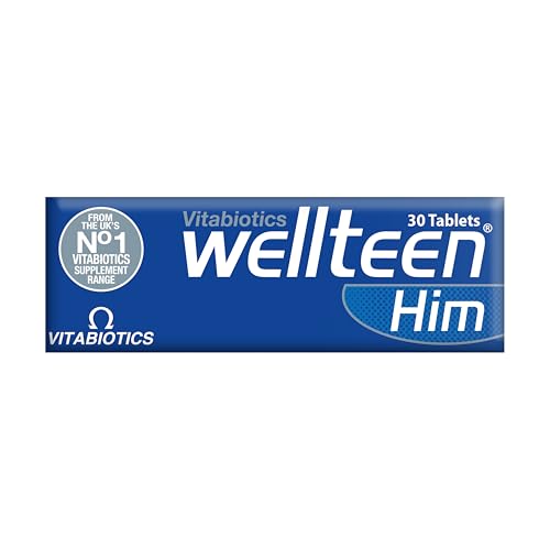 Boîte Wellteen Him sur fond neutre, référence Royaume-Uni en compléments vitaminiques.