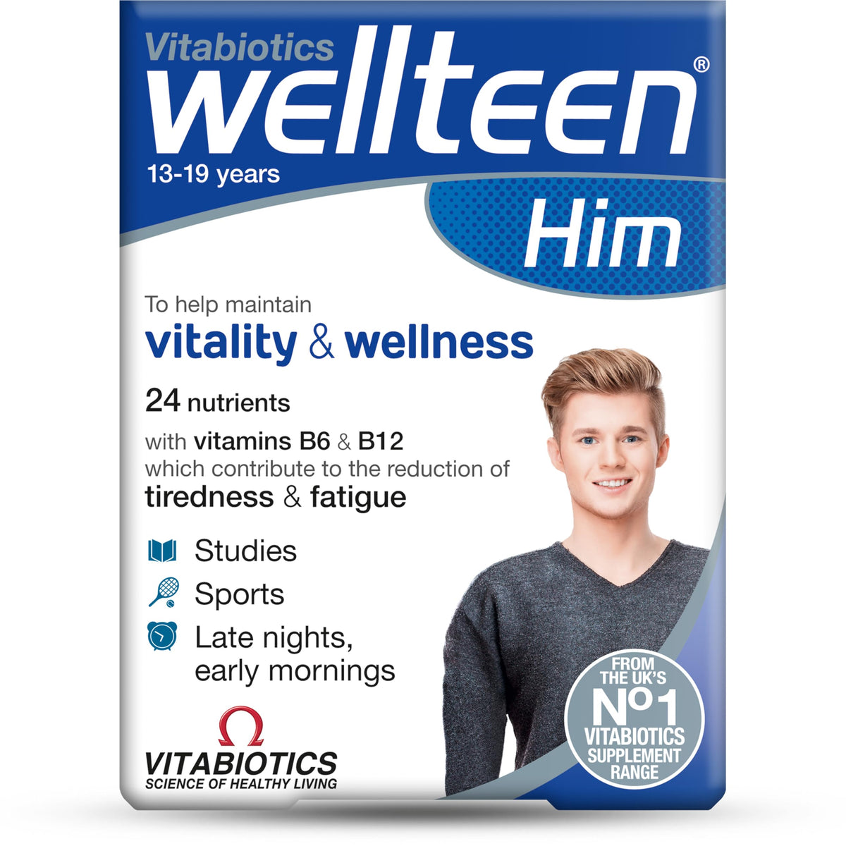 Wellteen Him: flacon des comprimés, prise quotidienne recommandée.