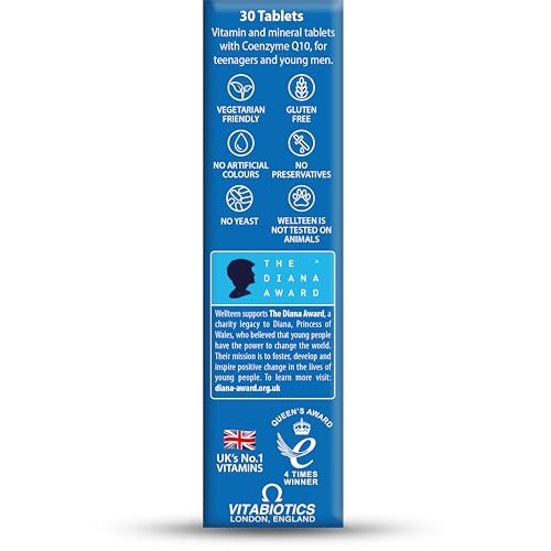 Wellteen Him montrant les détails: zinc et biotine pour la peau.
