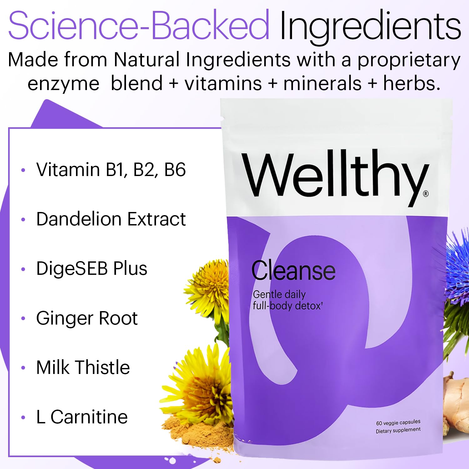 Wellthy Detox: extrait de chardon-Marie, ingrédient naturel pour la digestion quotidienne.