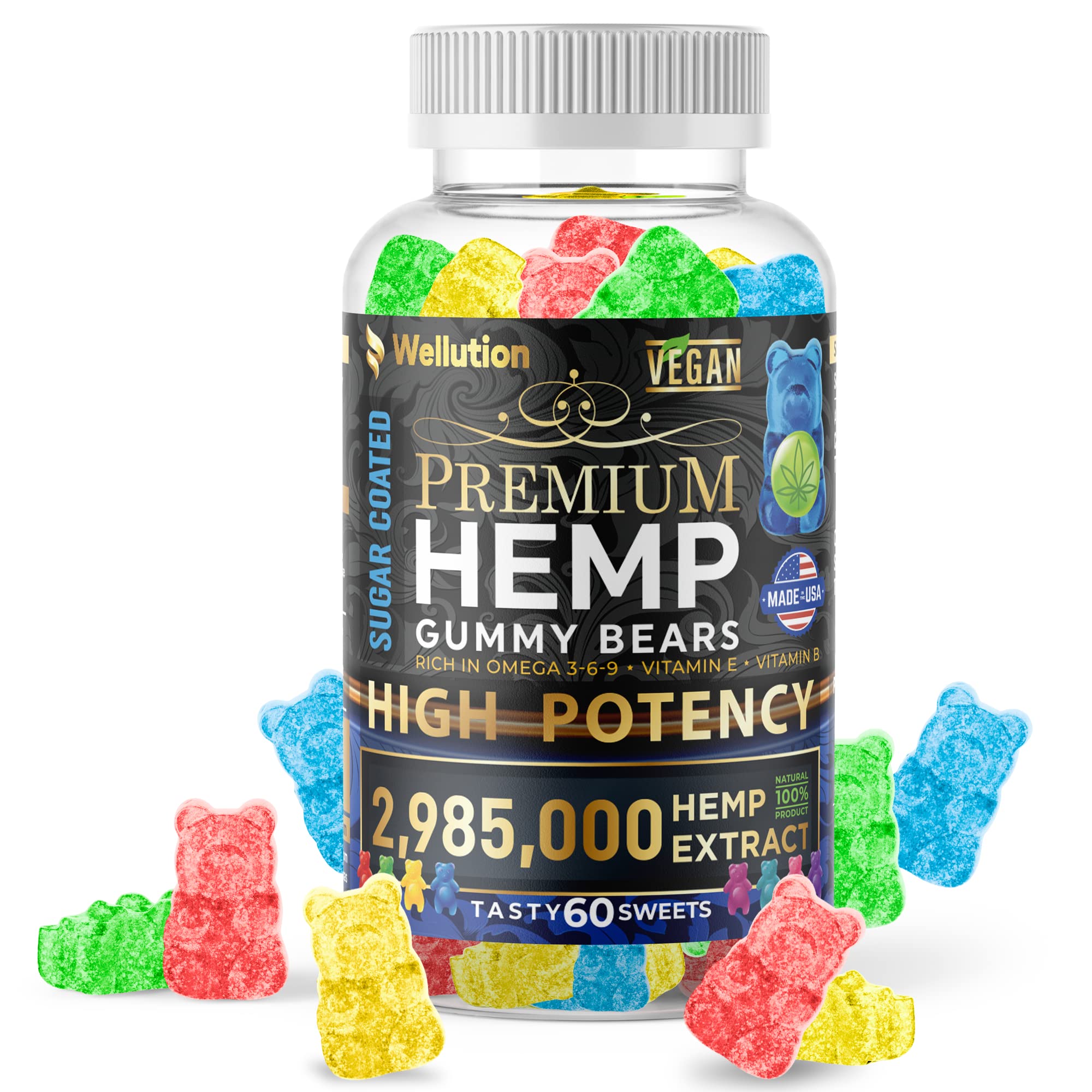 Gommes WELLUTION hemp sucrées-fruits, goût fruité et détente possible.
