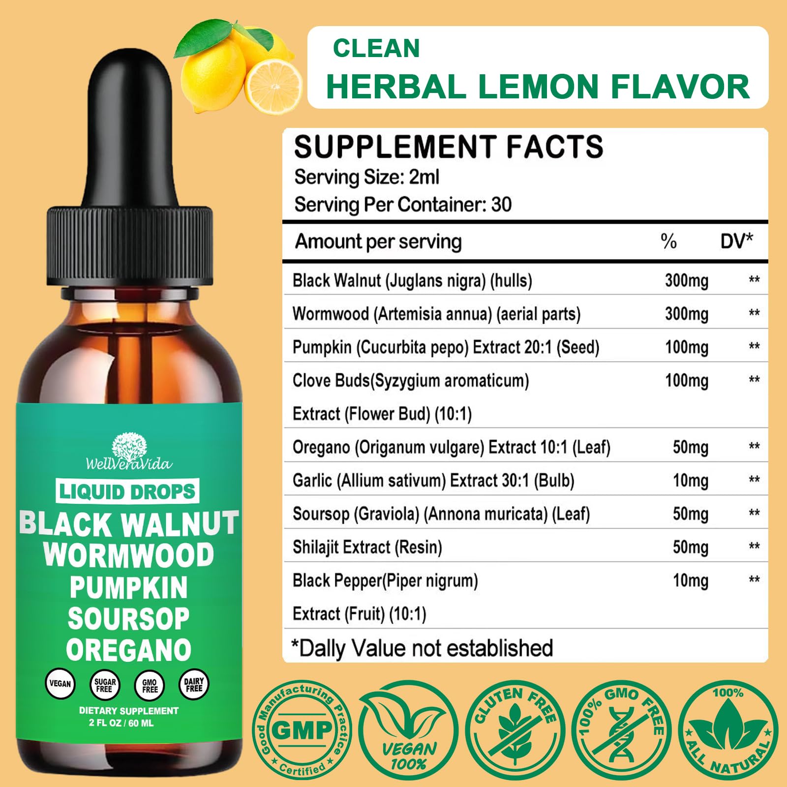 WellVeraVida ail liposomal : gouttes offrant un soutien intestinal pratique.