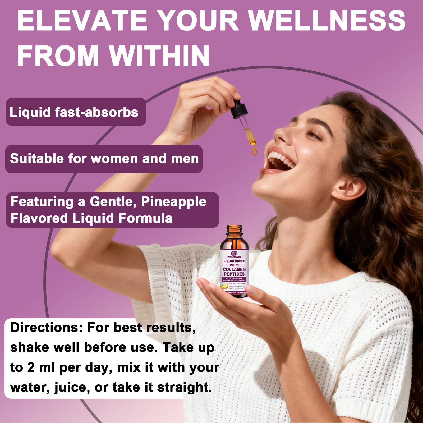 WellVeraVida utilisation quotidienne : mélange facile dans eau ou boisson pour absorption rapide.