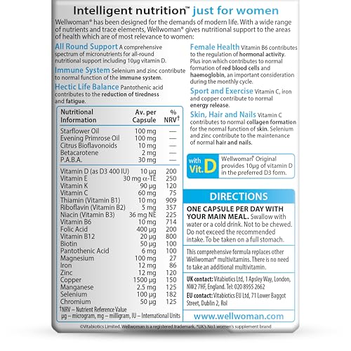 Wellwoman Original Caps – capsules faciles à avaler pour énergie.