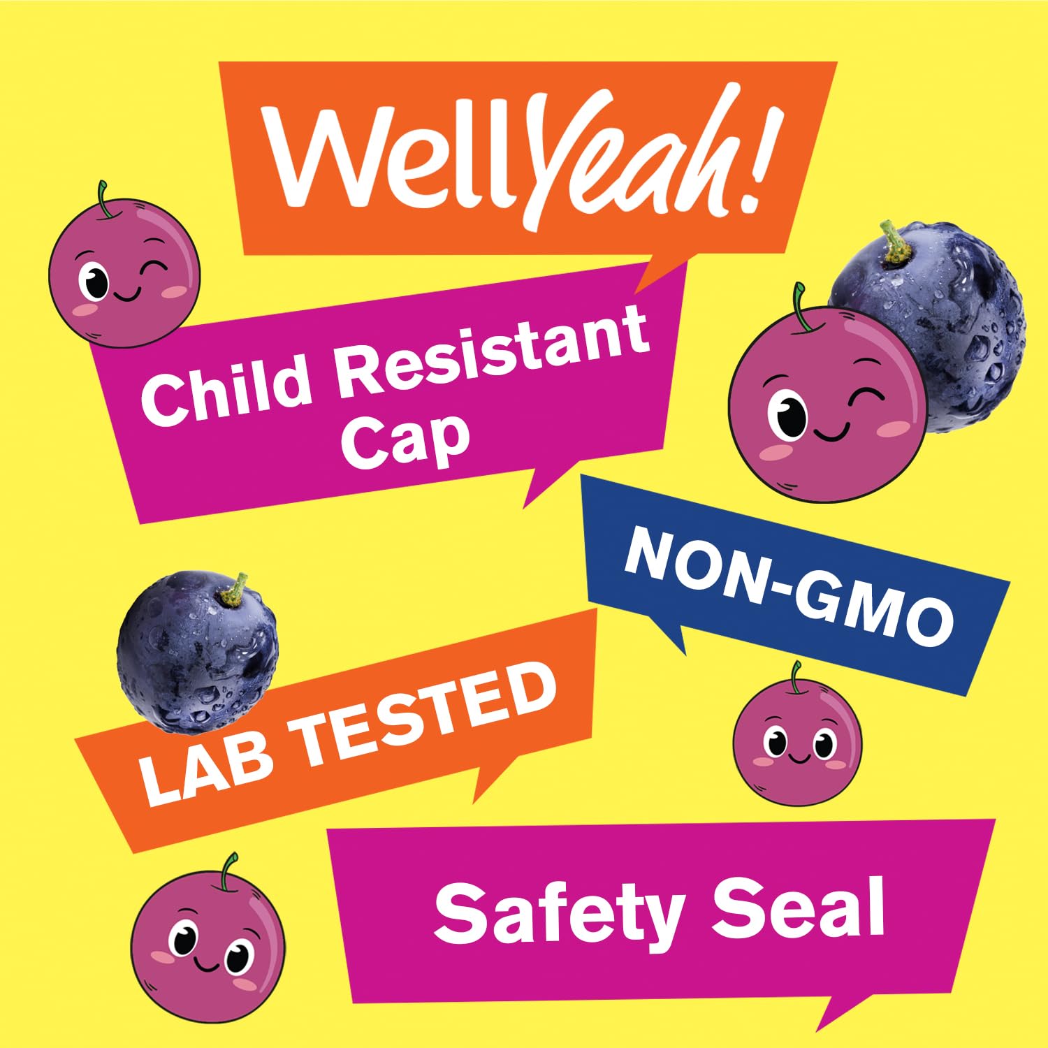 WellYeah gommes au fer pour enfants – ingrédients naturels sans gluten et sans OGM.