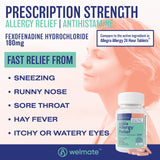 WelMATE Allergy Relief comprimés 180 mg faciles à avaler pour une prise simple