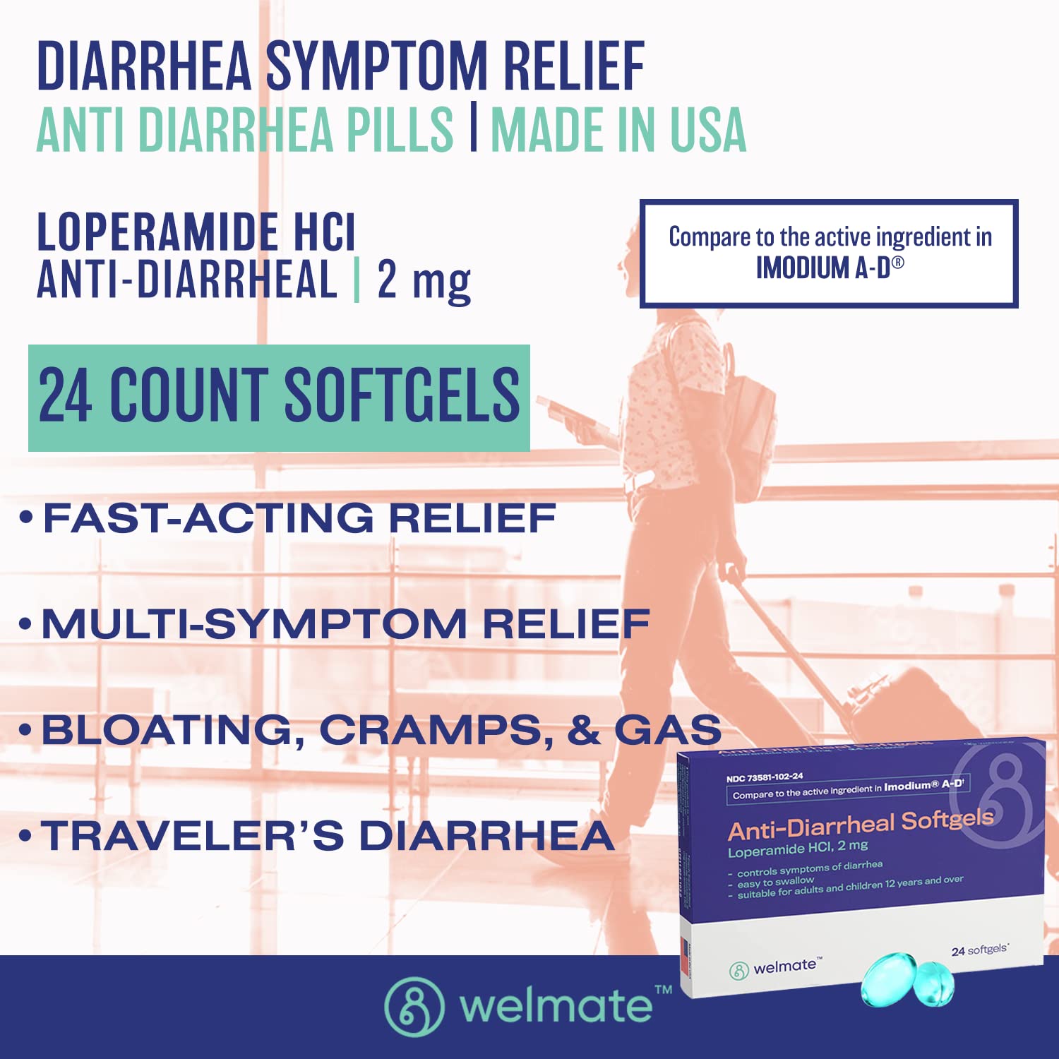 Welmate gélules 2 mg, blister, facilité d'utilisation en déplacement.