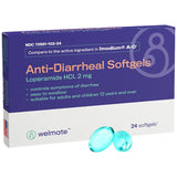 Welmate gélules anti-diarrhée, boîte de 24, soulagement pratique des symptômes.