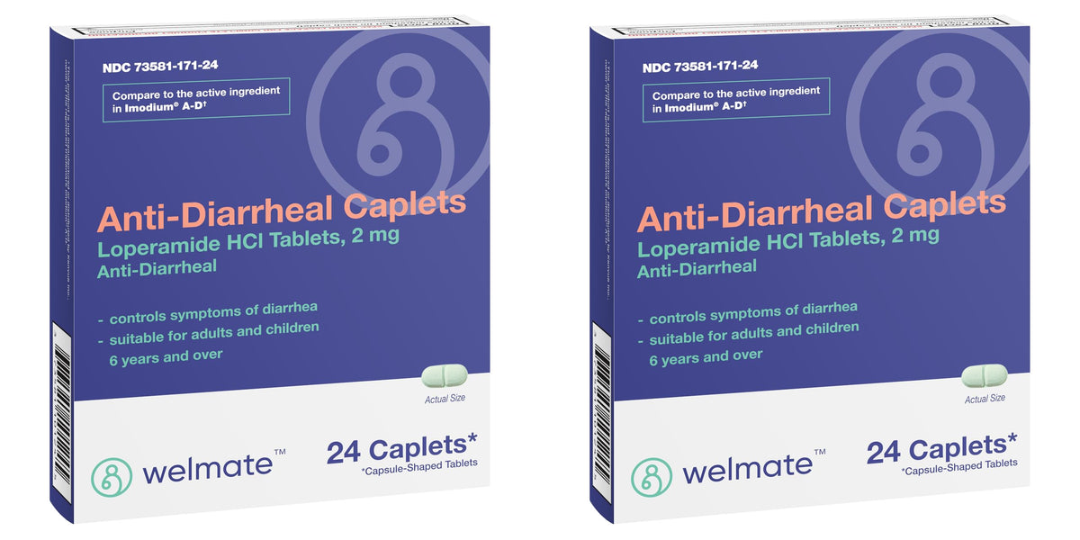 Welmate gélules dans une bouteille, confort digestif lié à la diarrhée.
