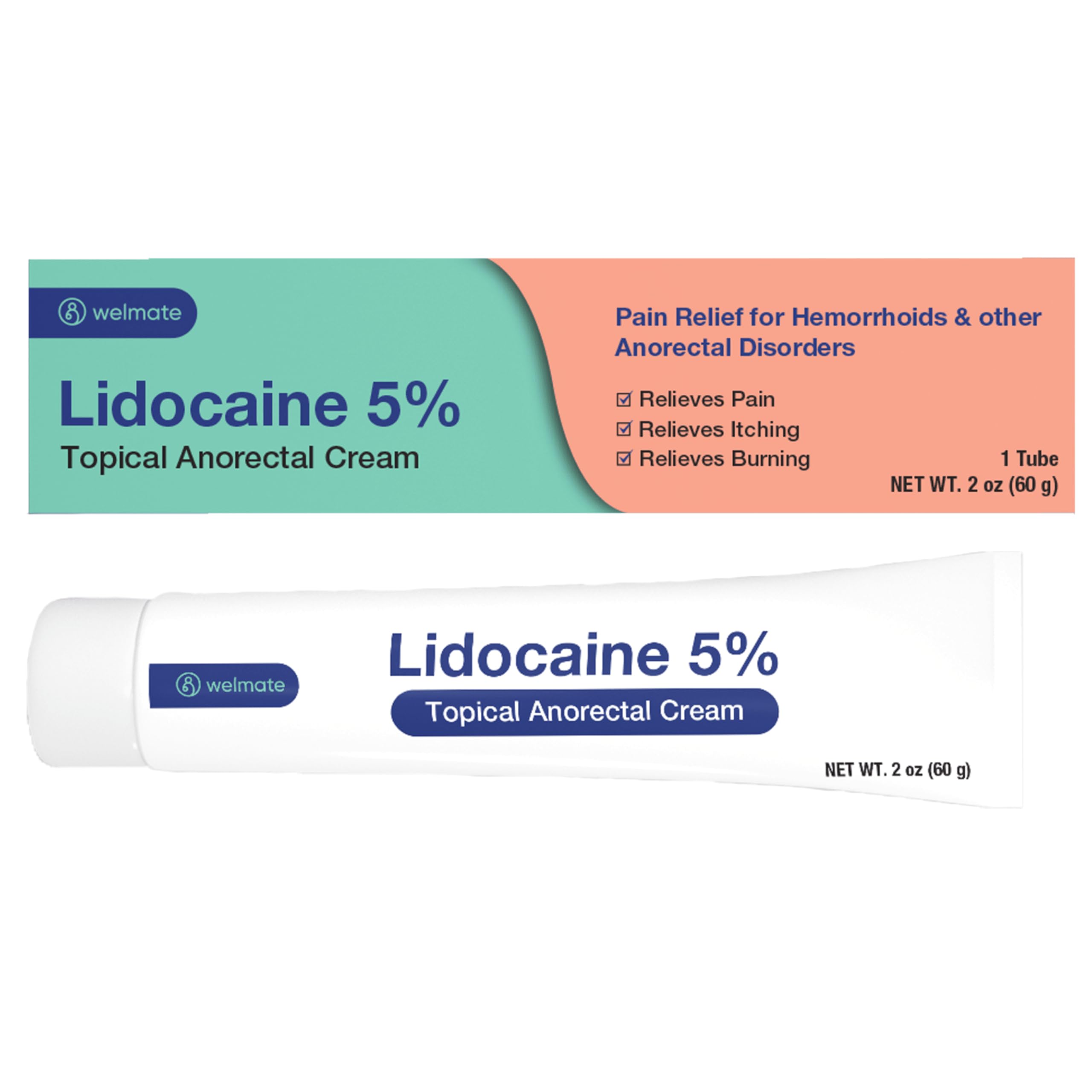 Crème WELMATE Lidocaïne 5% pour hémorroïdes, soulagement externe rapide.