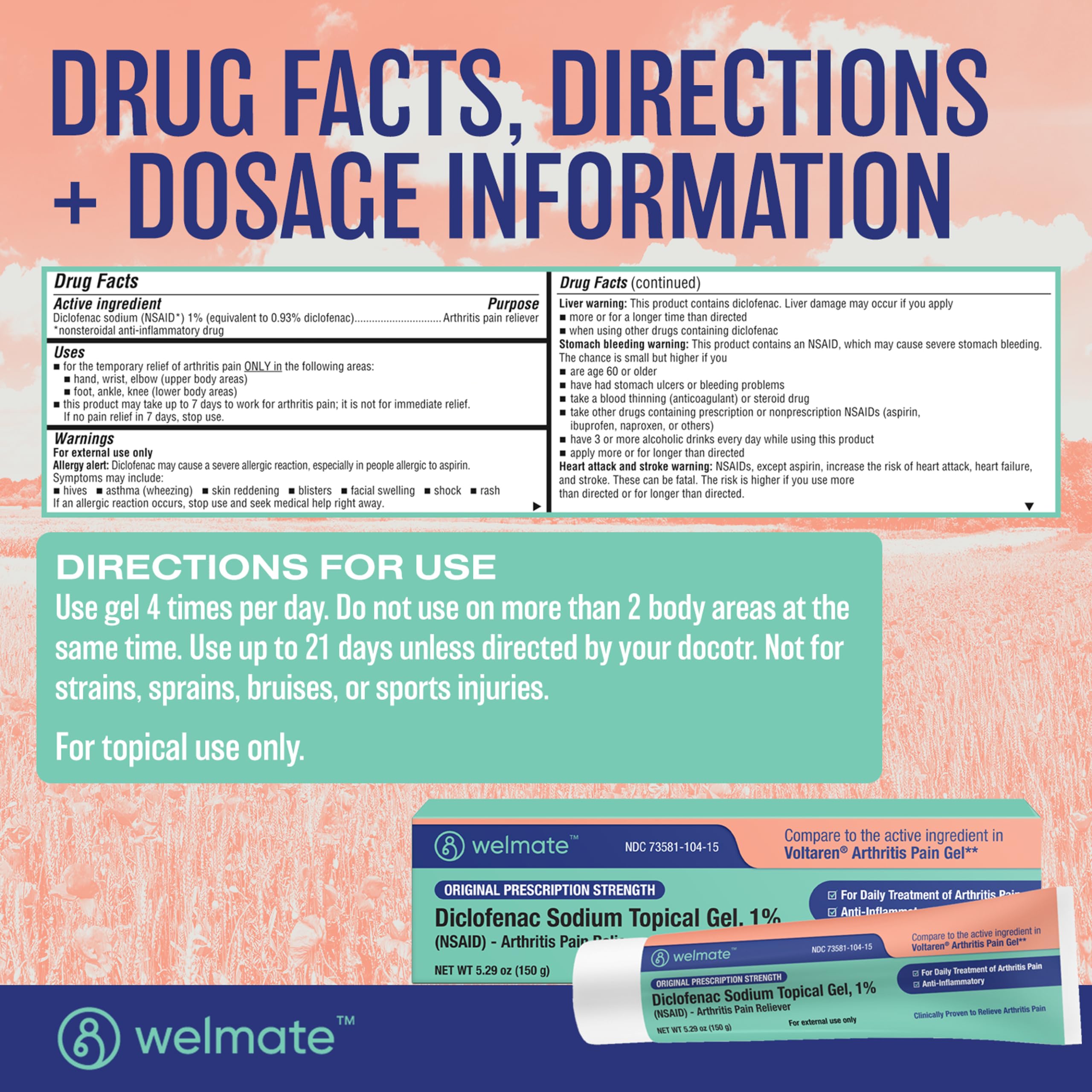 Welmate Gel Diclofénac 1% : utilisation quotidienne simple pour le confort des articulations