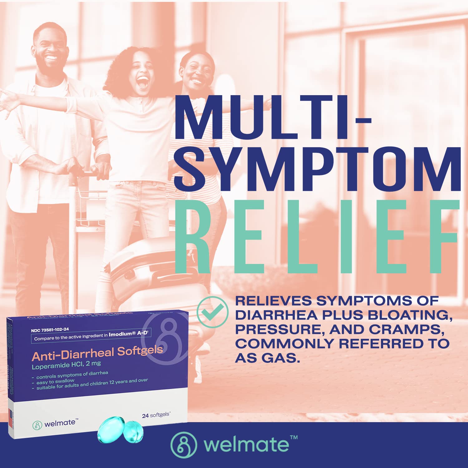 Welmate gélules anti-diarrhée, utilisation rapide contre l'inconfort intestinal.