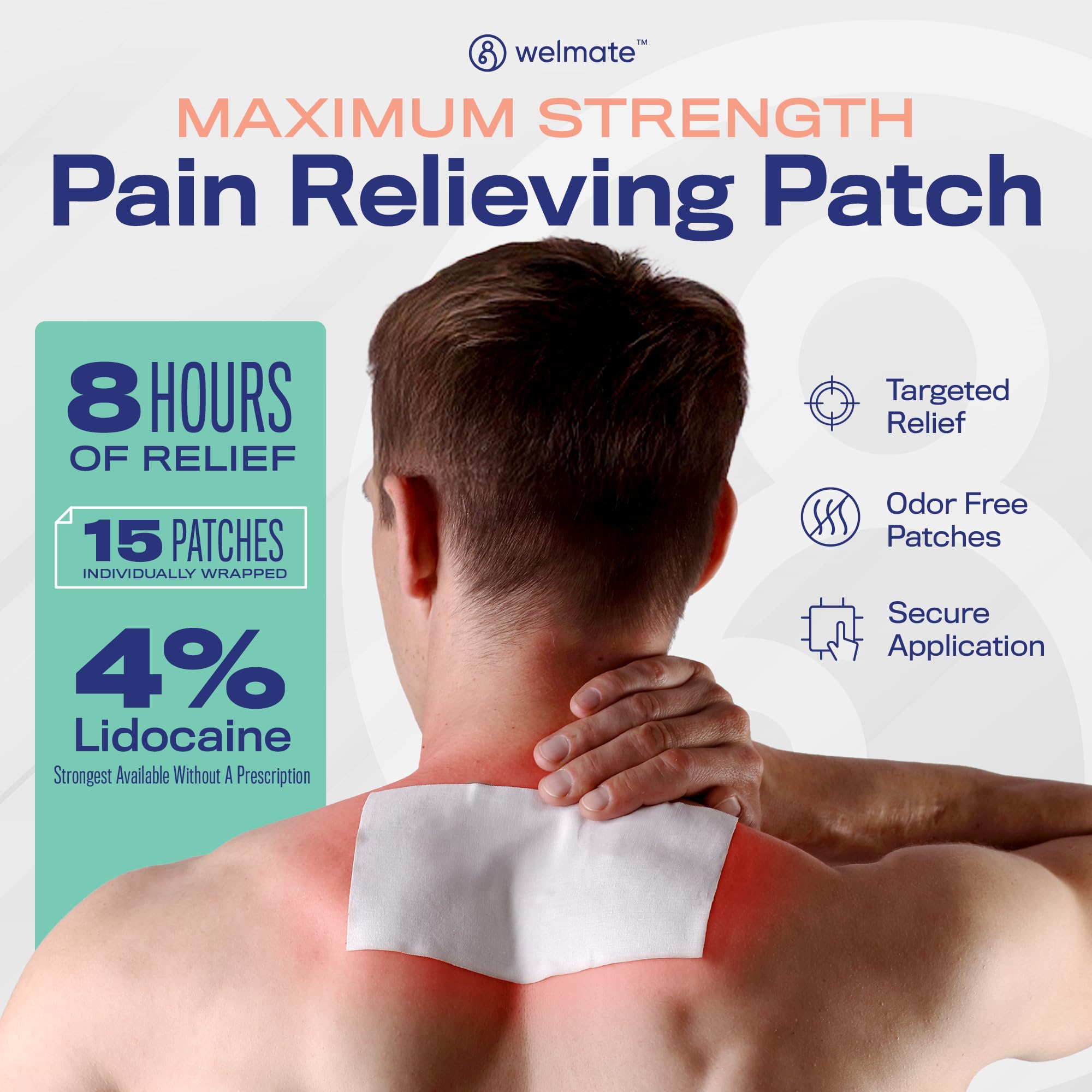 Patch Welmate avec adherence flexible et durable qui reste en place pendant l'activité.