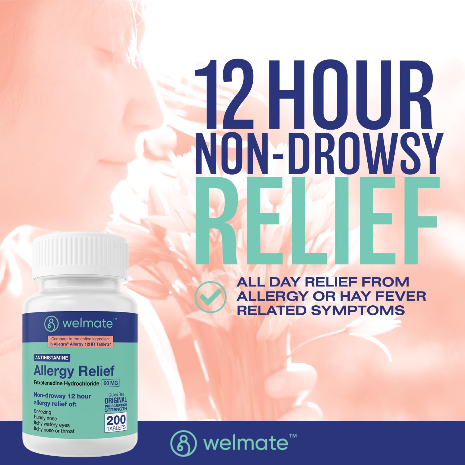 WELMATE tablettes non-sedatives: relief sans fatigue pour les allergies quotidiennes.