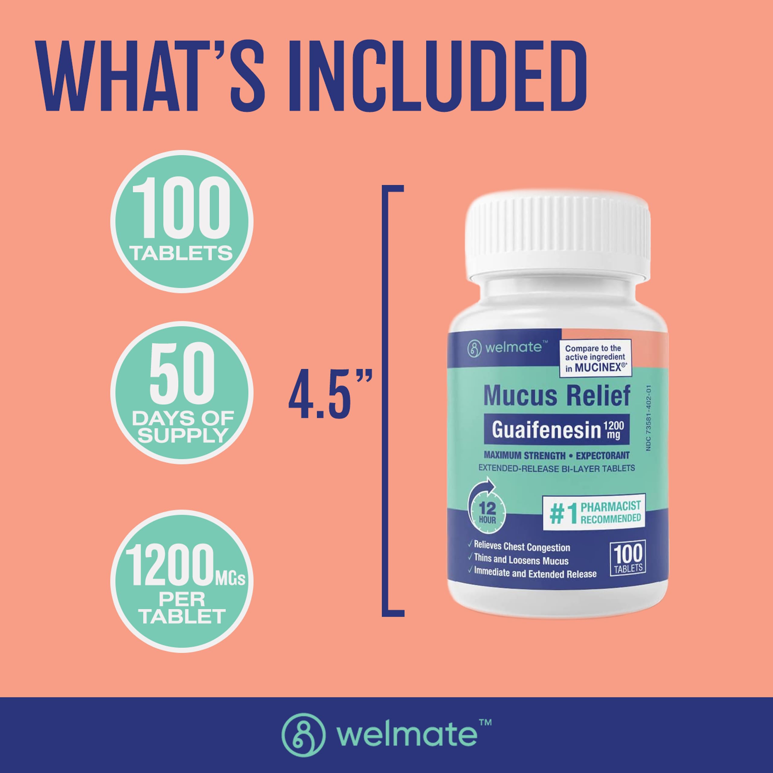 Welmate tablettes mucus relief usage quotidien, soutien pratique et fiable.