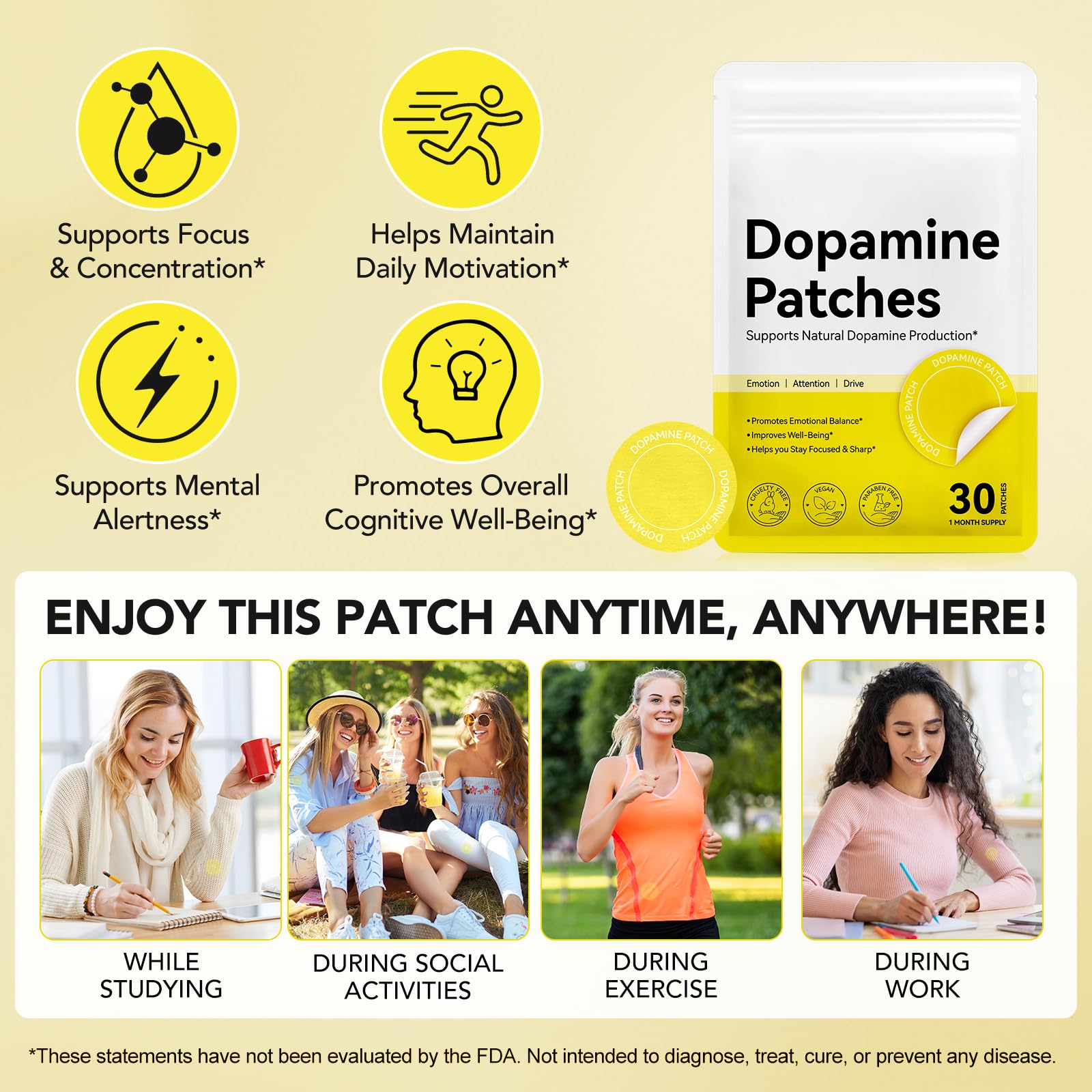 WELOSUER patch dopamine ingrédients vegan pour une routine respectueuse.