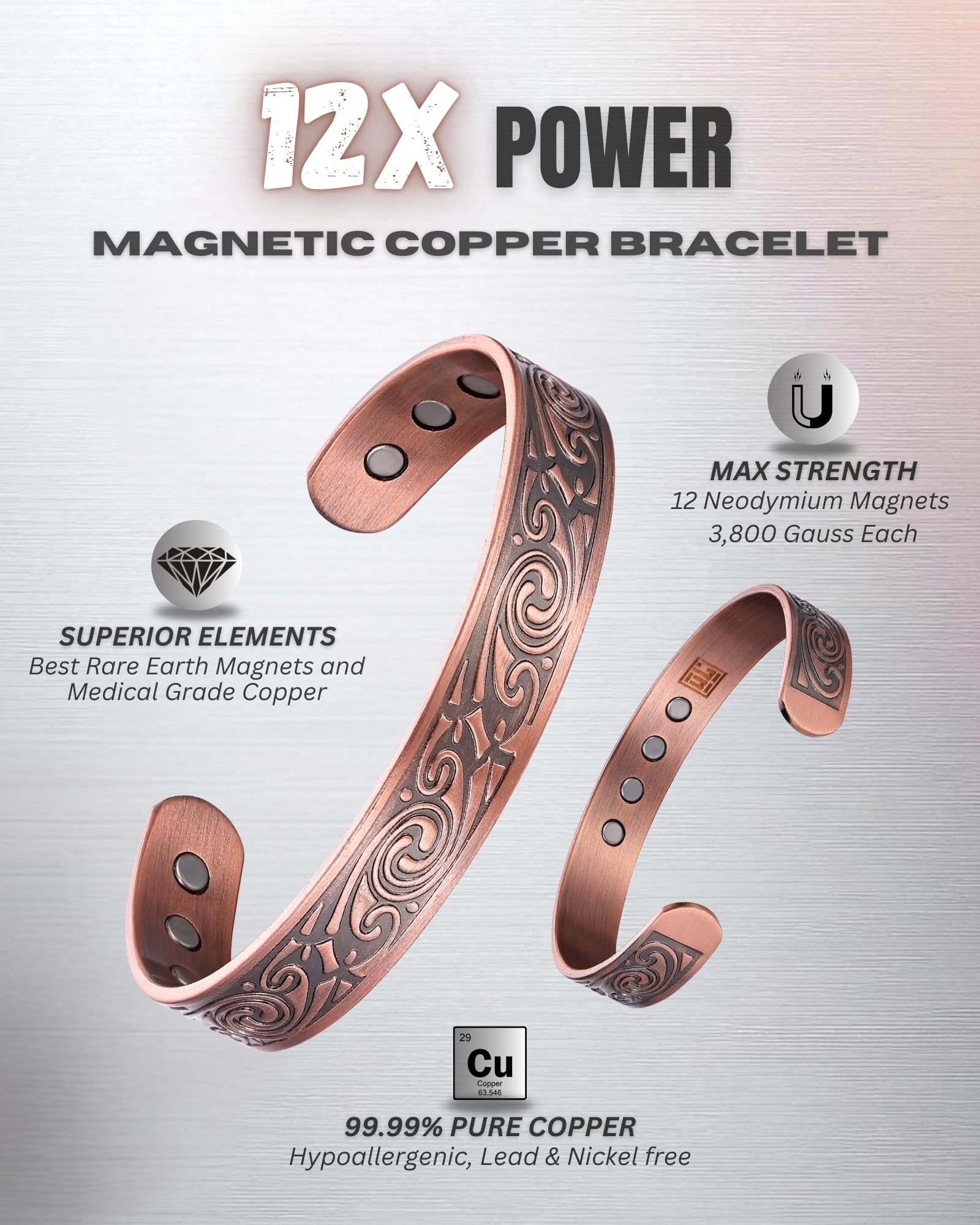 WestLuna coffret cadeau bracelet cuivre, emballage prêt à offrir.