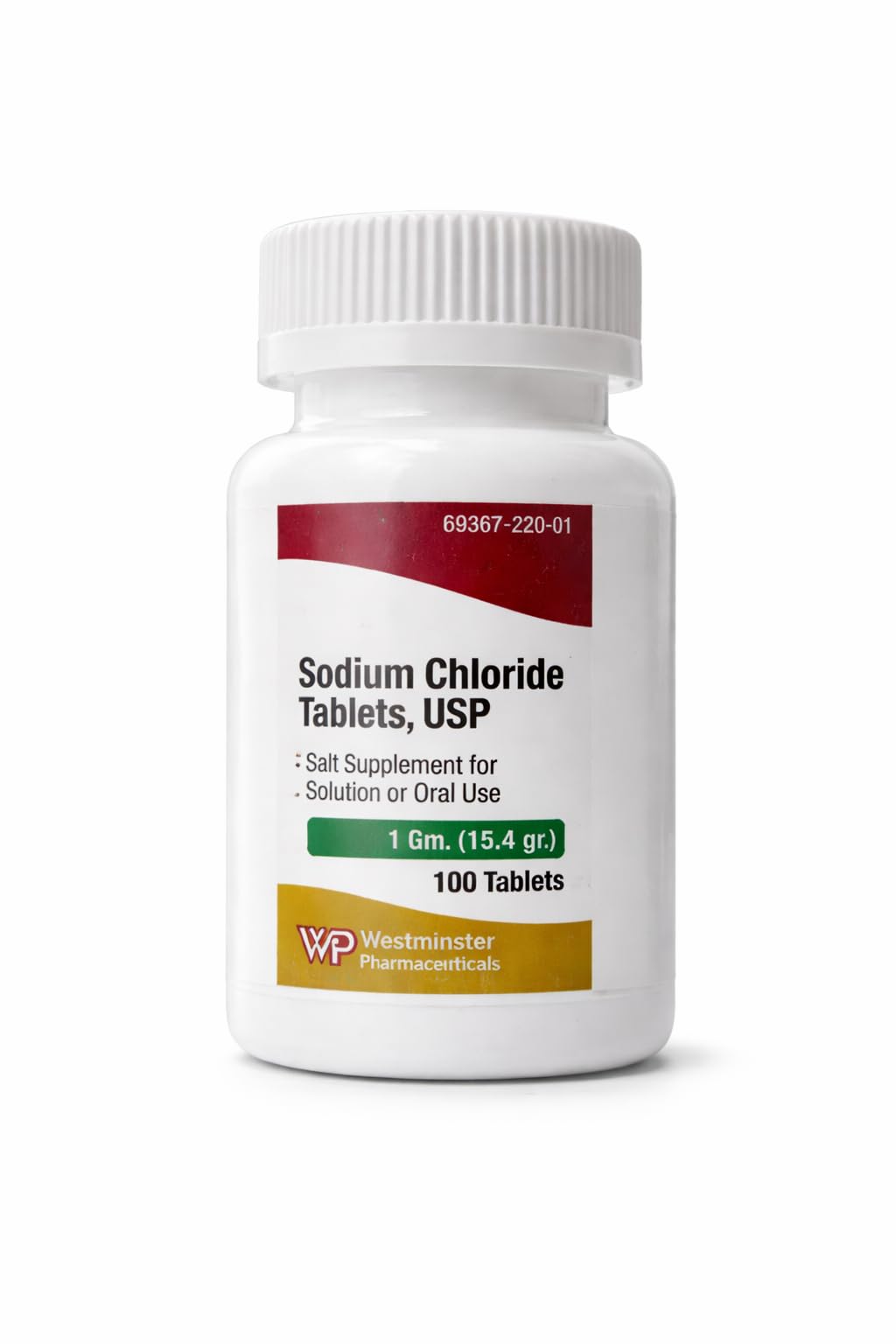 Westminster Pharmaceuticals tablettes chlorure de sodium 1 g en bouteille, pratique pour une solution isotonique