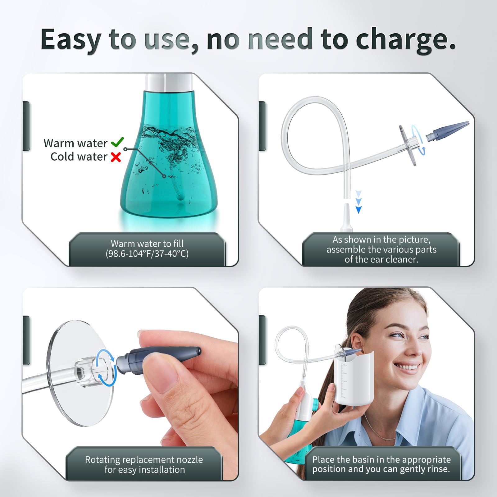 WEUANY systeme irrigation oreille permet une elimination douce de l'exces de cire