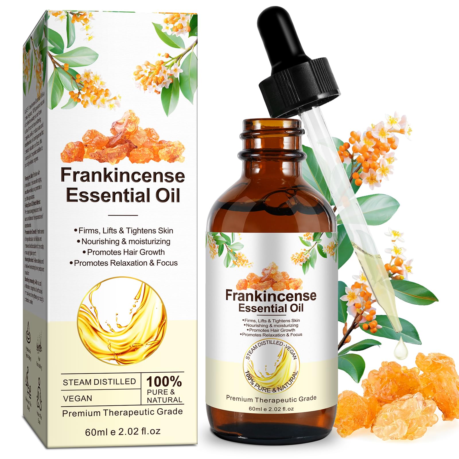 WeiWeiLa Pure Encens — Bouteille ambrée prête pour soins du visage et relaxation