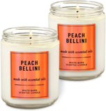Bougie White Barn Peach Bellini à mèche simple, parfum durable pour le salon.