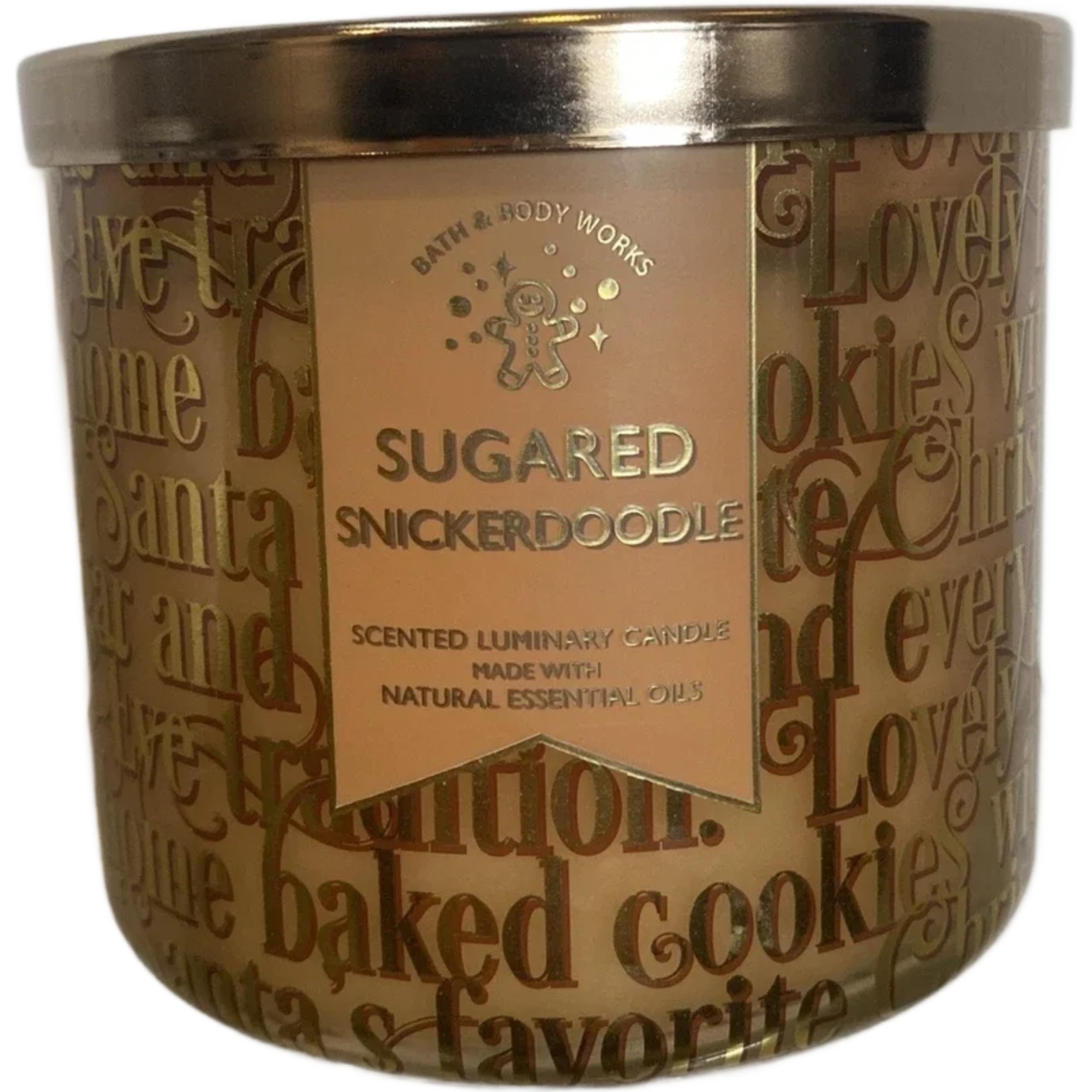 White Barn Sugared Snickerdoodle, bougie trois mèches, étiquette visible, ambiance durable