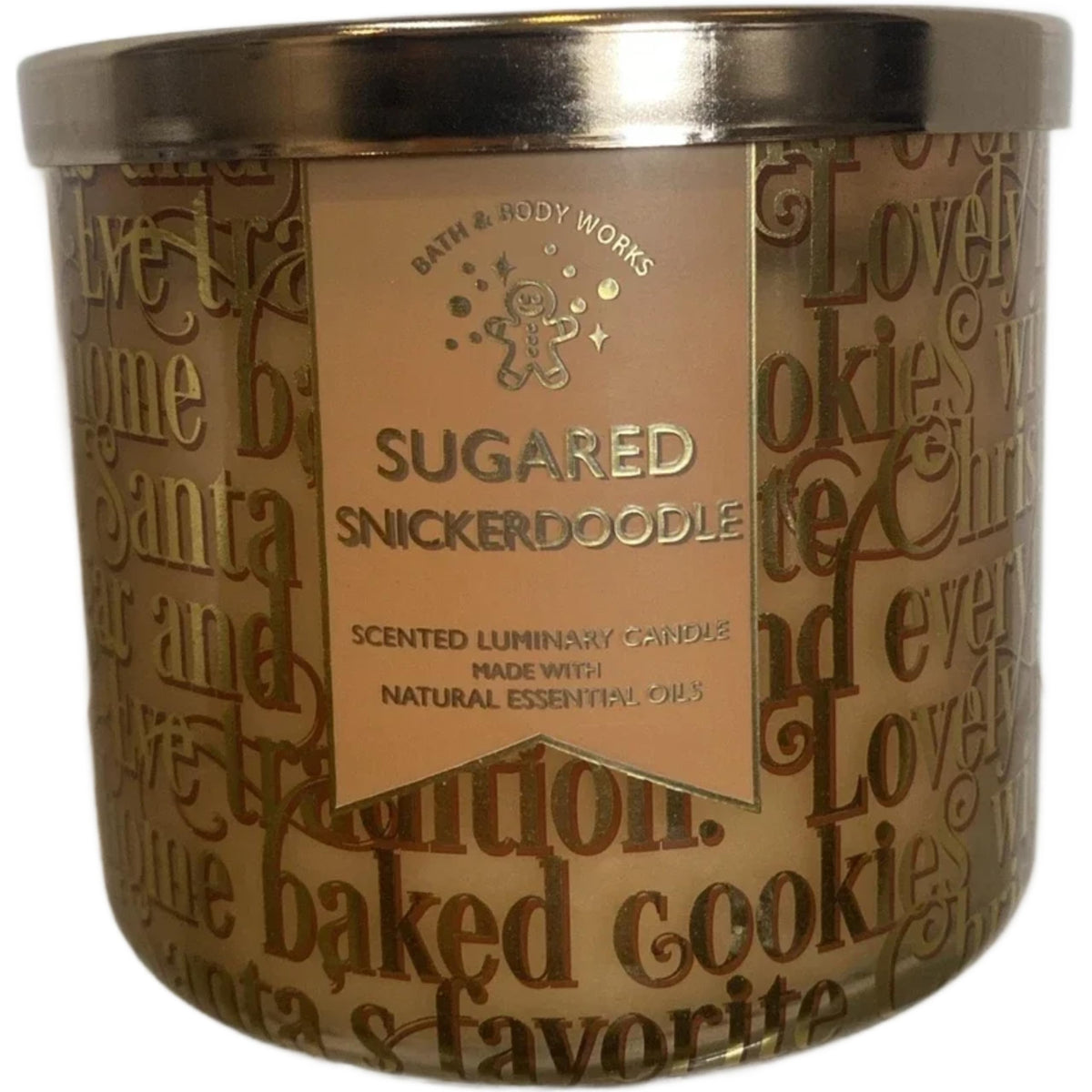 White Barn Sugared Snickerdoodle, bougie trois mèches, étiquette visible, ambiance durable