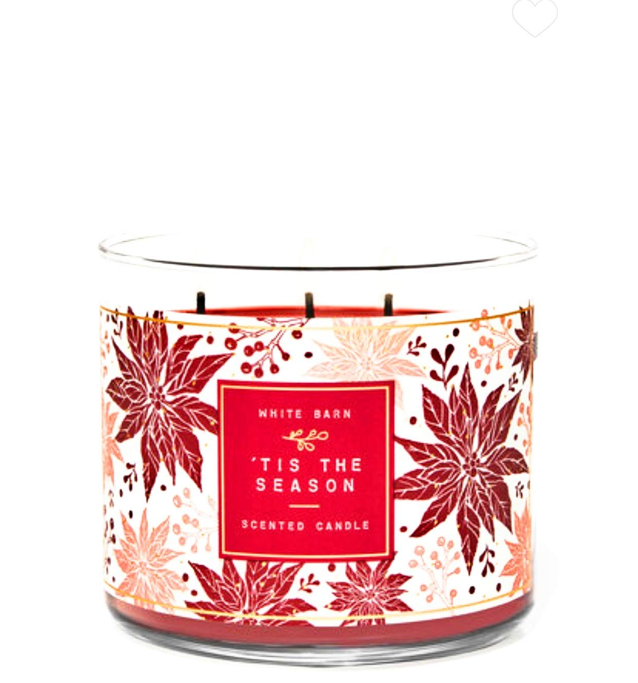 Bougie White Barn 'Tis The Season, 3 mèches, ambiance hivernale chaleureuse et parfum durable.
