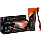White Glo dentifrice charbon actif pour taches profondes et haleine fraîche.