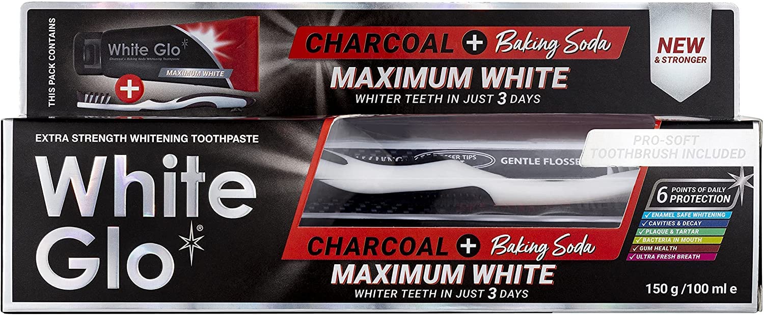 Tube dentifrice White Glo charbon actif prêt à l’emploi