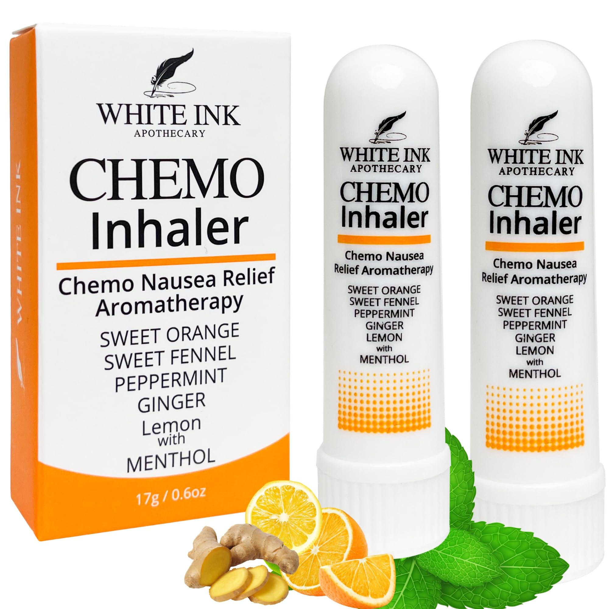 White Ink Apothecary inhalateur nasal prêt à l'emploi et packaging.