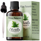 White Naturals Citronnelle en flacon ambré, diffusion aromatique durable.