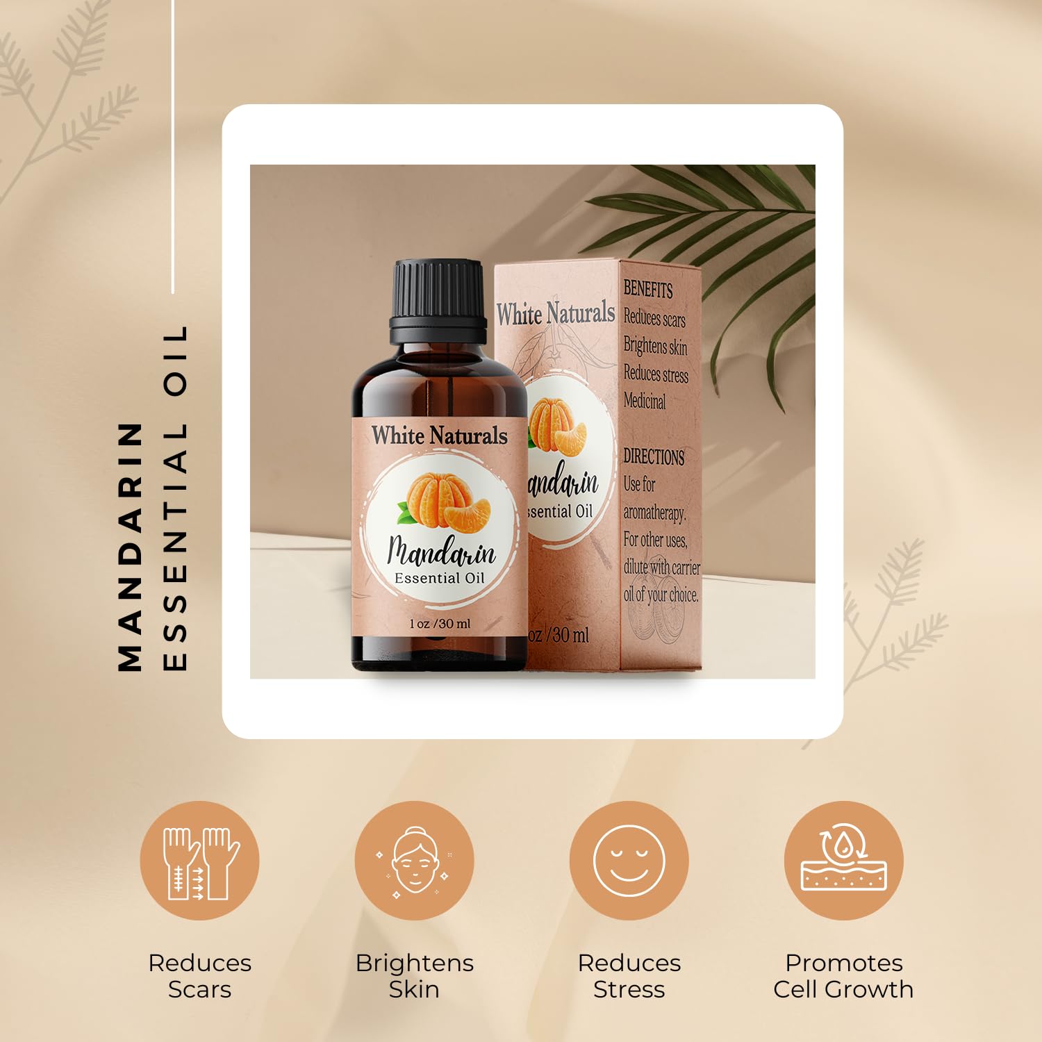 White Naturals mandarine – présentation soignée prête à diffuser une atmosphère fruitée.