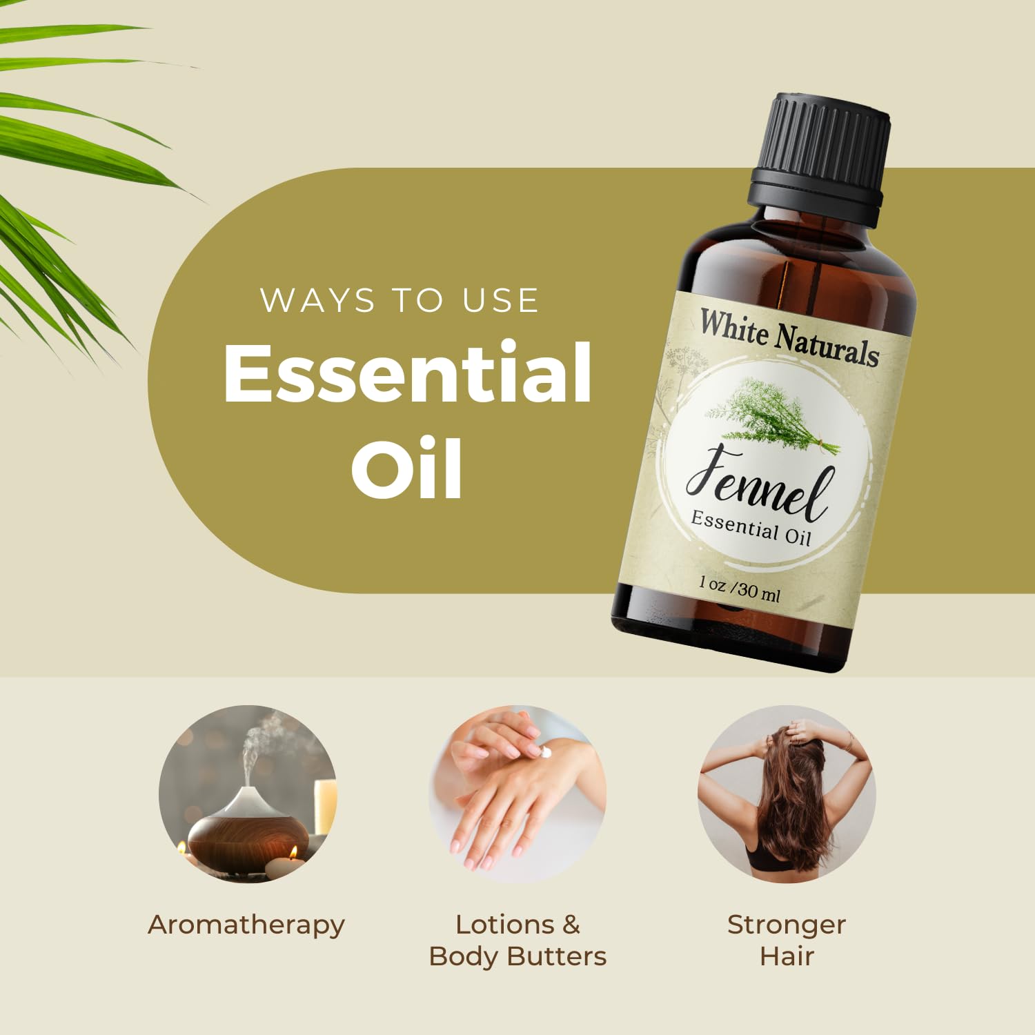 Huile fenouil White Naturals massage relaxation et soin.
