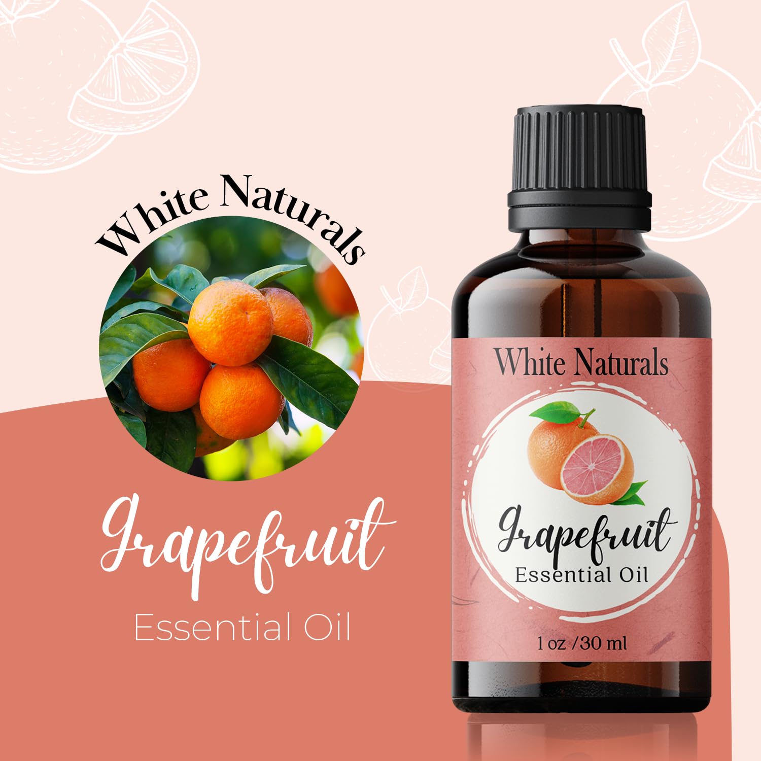 White Naturals huile de pamplemousse pour bougies et bricolage maison, parfume et dynamise les projets.