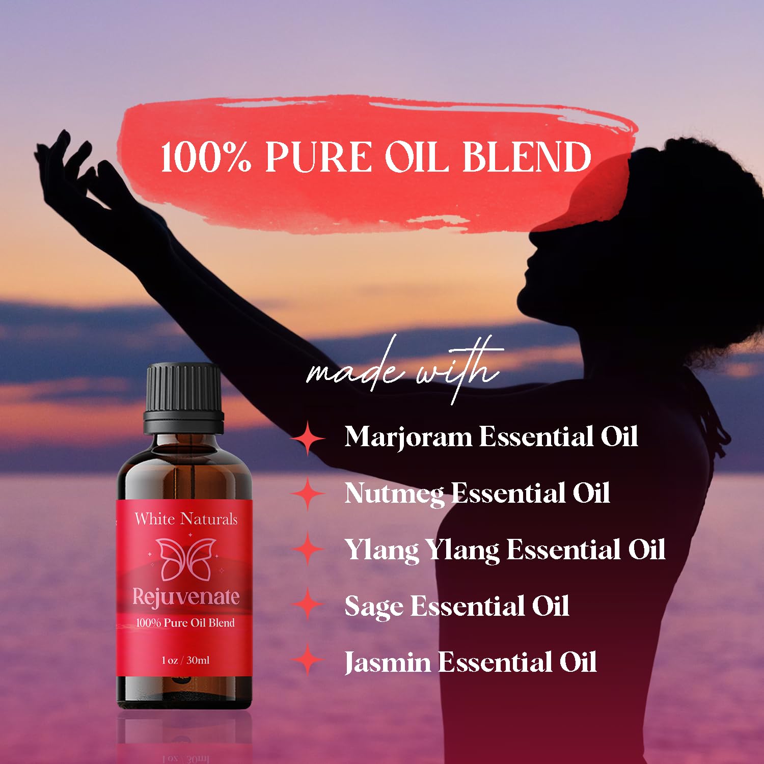 White Naturals huile massage diluée utilisée pour soulager tensions