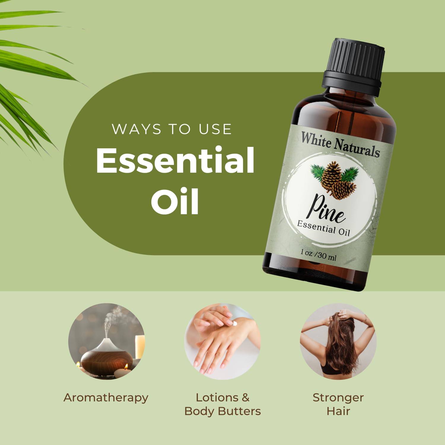 White Naturals huile de pin pour massage: aroma relaxant lors d'une pause bien-être.