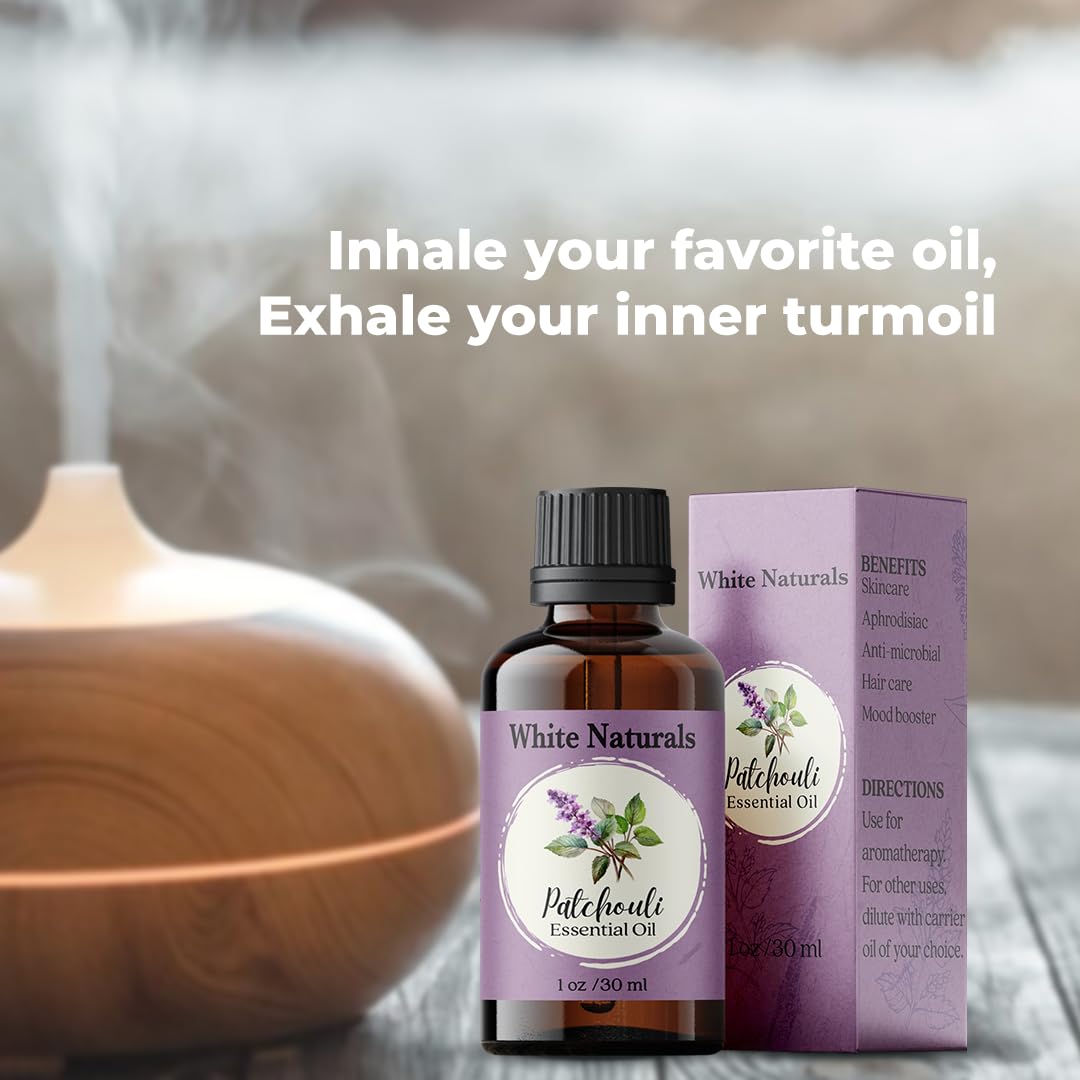 White Naturals Patchouli, arôme terreux idéal pour diffusion dans l’espace.