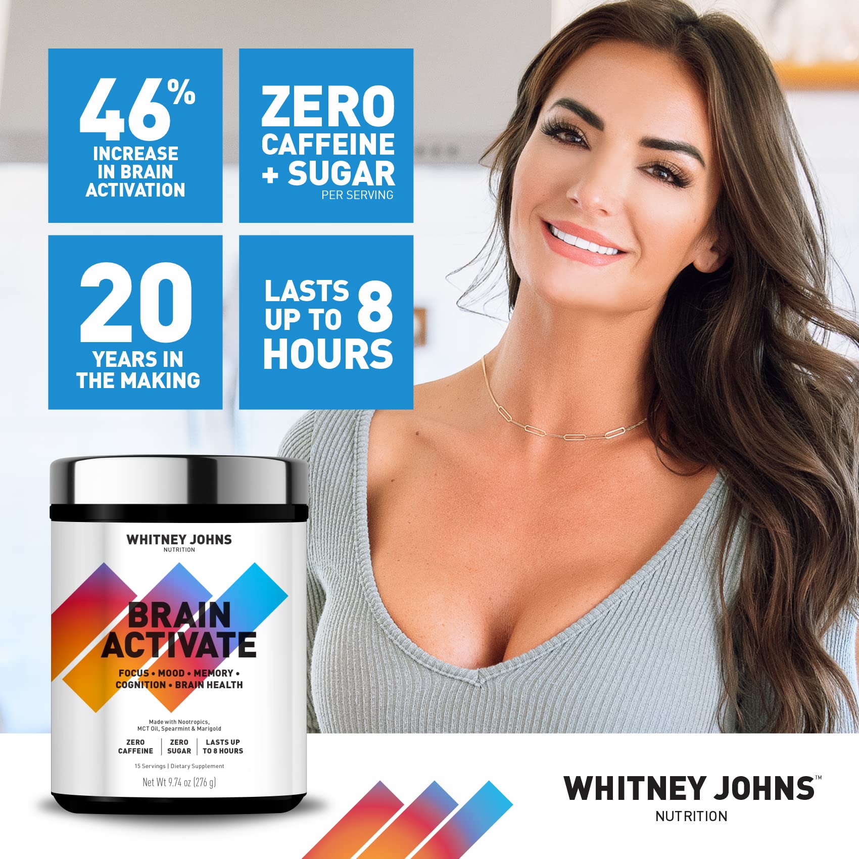 Whitney Johns Brain Activate mélange eau: boost mental rapide sans caféine