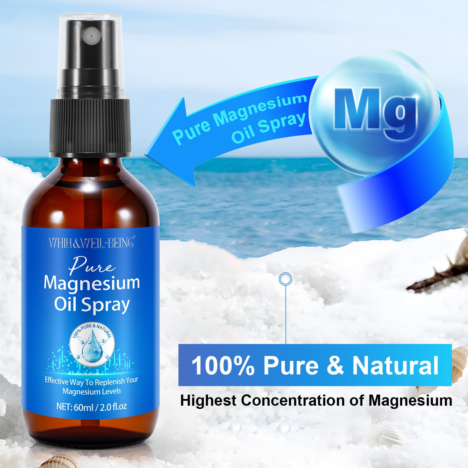 WHLH et WELL-BEING magnésium spray, pratique au bureau pour plus de confort