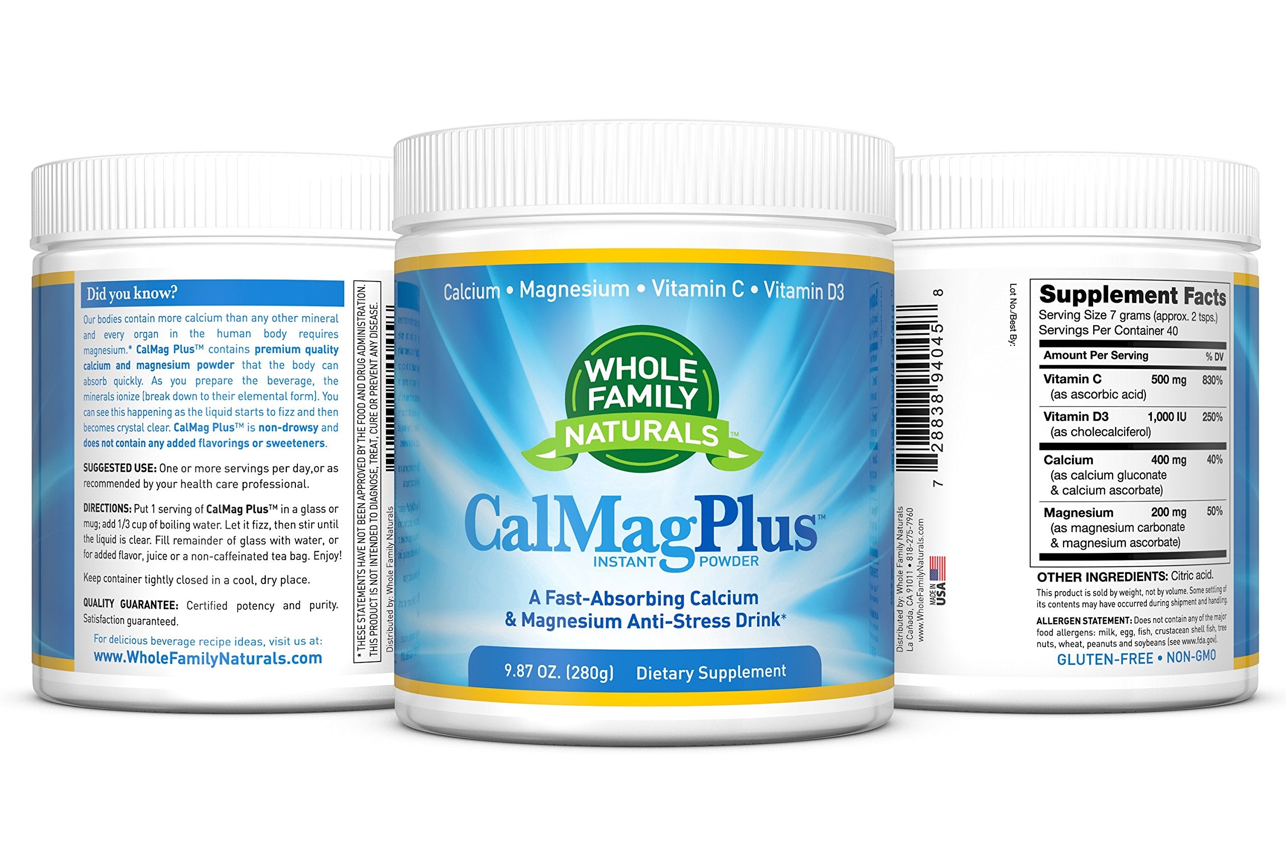 CalMag Plus Whole Family Naturals, sans OGM et contrôlé par des tiers.
